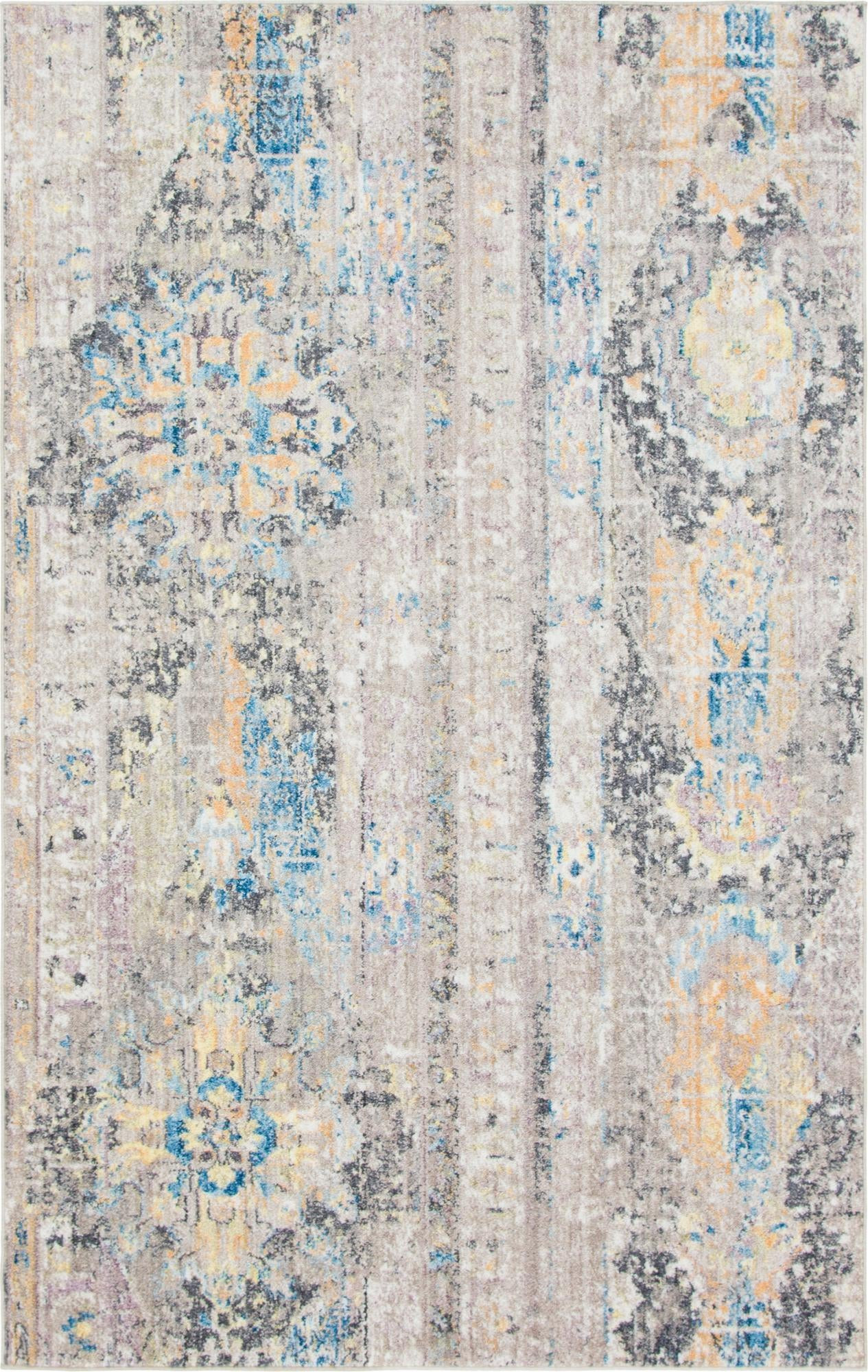 5' x 8' Amos · Medallion rug, gray