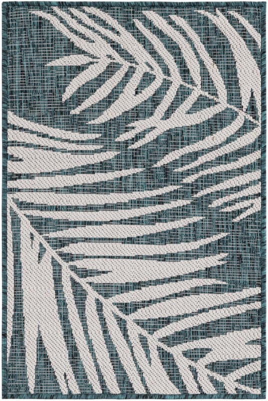 Moody · Floral / botanical Outdoor Rug, teal