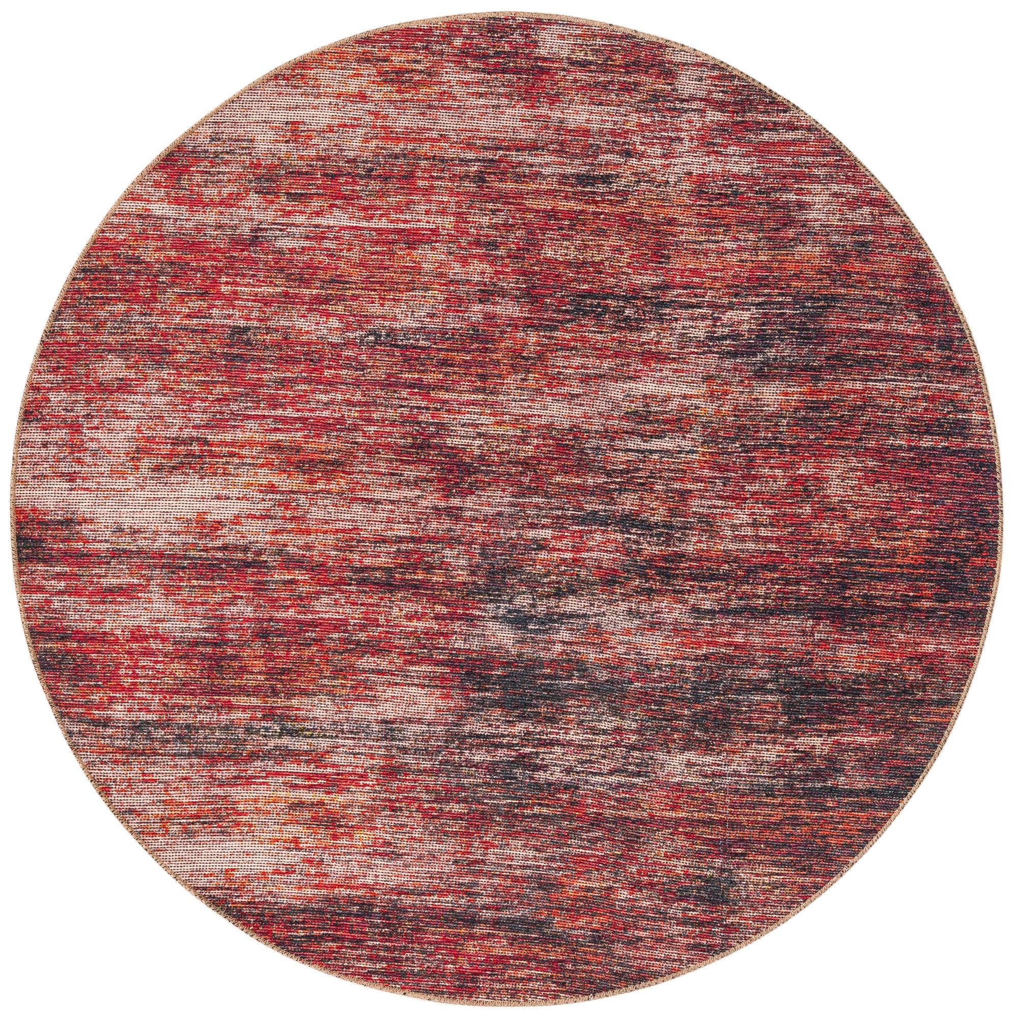 5' x 5' Prewitt · Abstract rug, rust red