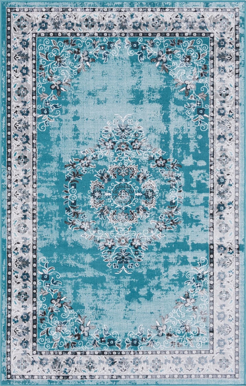5' 3 x 8' Jeffers · Border rug, blue