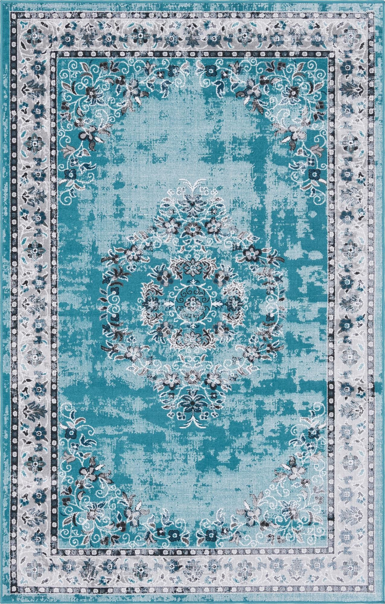5' 3 x 8' Jeffers · Border rug, blue
