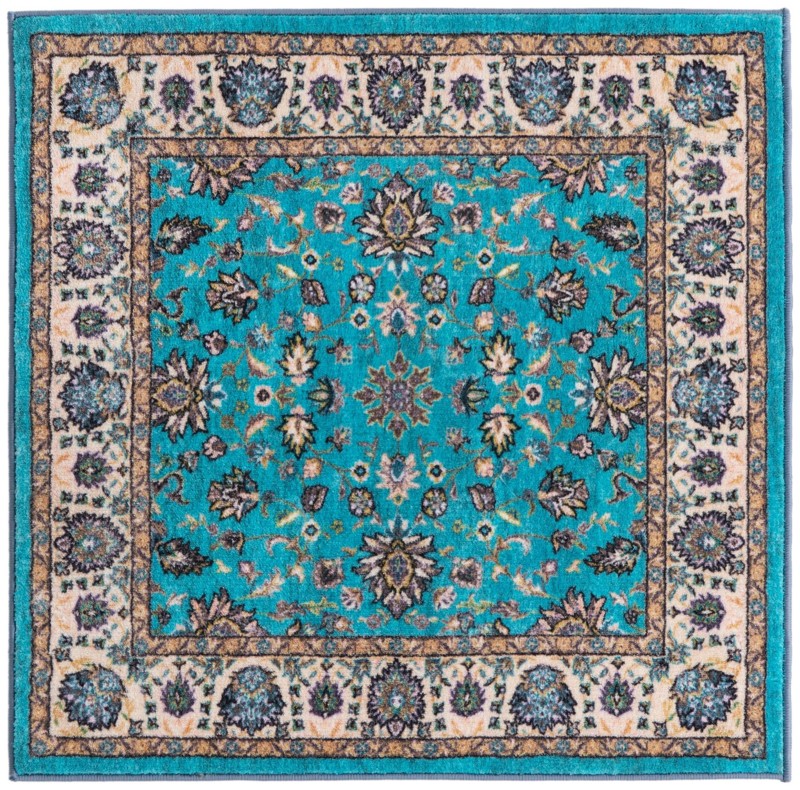 Bluebell · Persian floral rug, aqua and beige