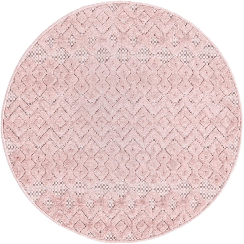 3' x 3' Creed · Geometric trellis Outdoor Rug, light pink