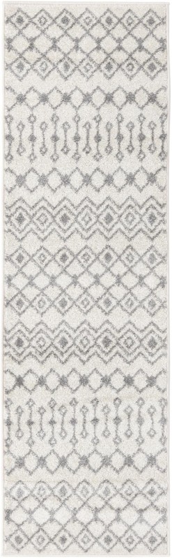2' x 7' Boswell · Geometric lattice rug, ivory and gray