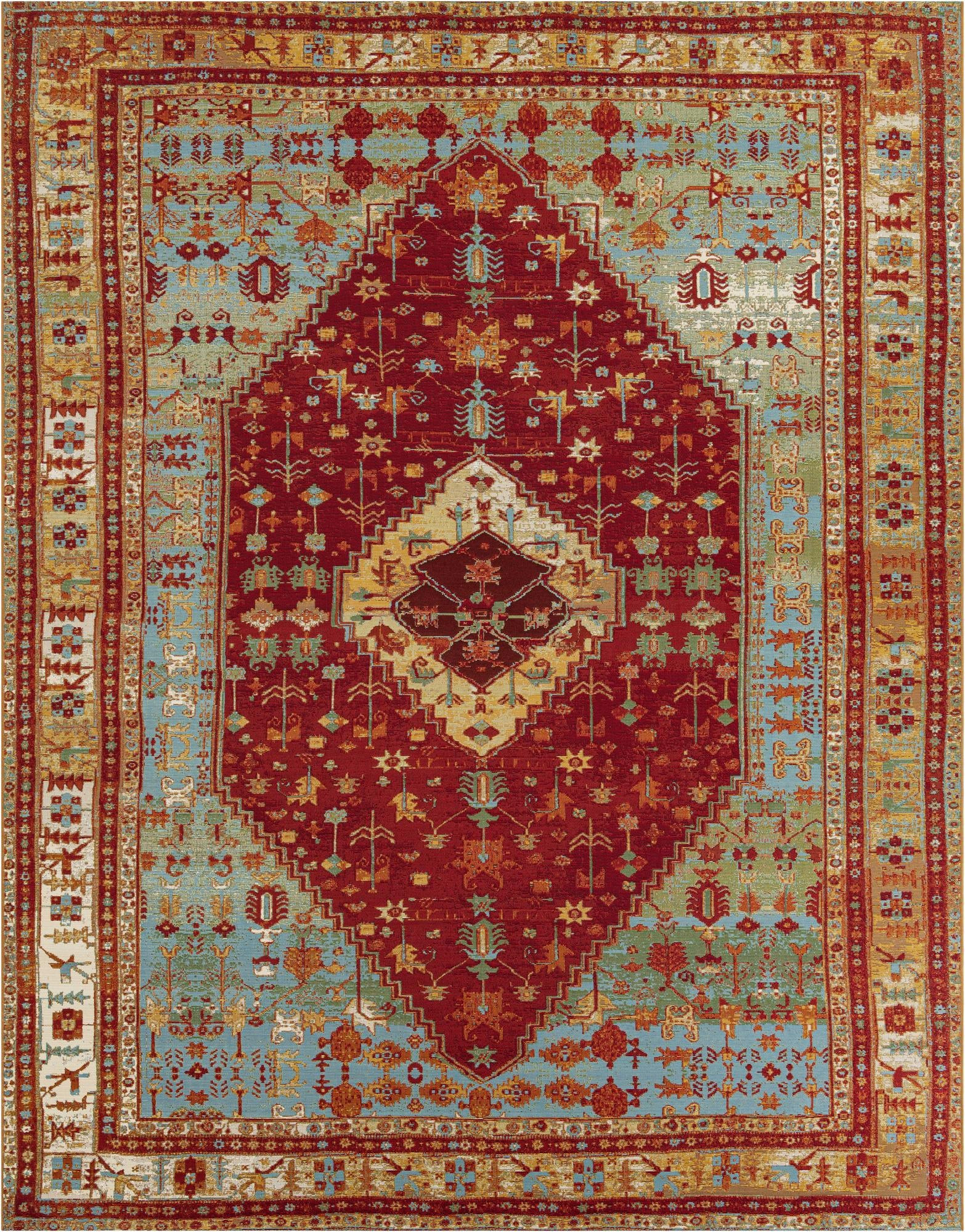 9' x 12' Lomax · Medallion Outdoor Rug, red and blue