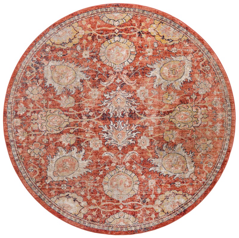 7' 10 x 7' 10 Ansel · Distressed medallion rug, brick red and beige