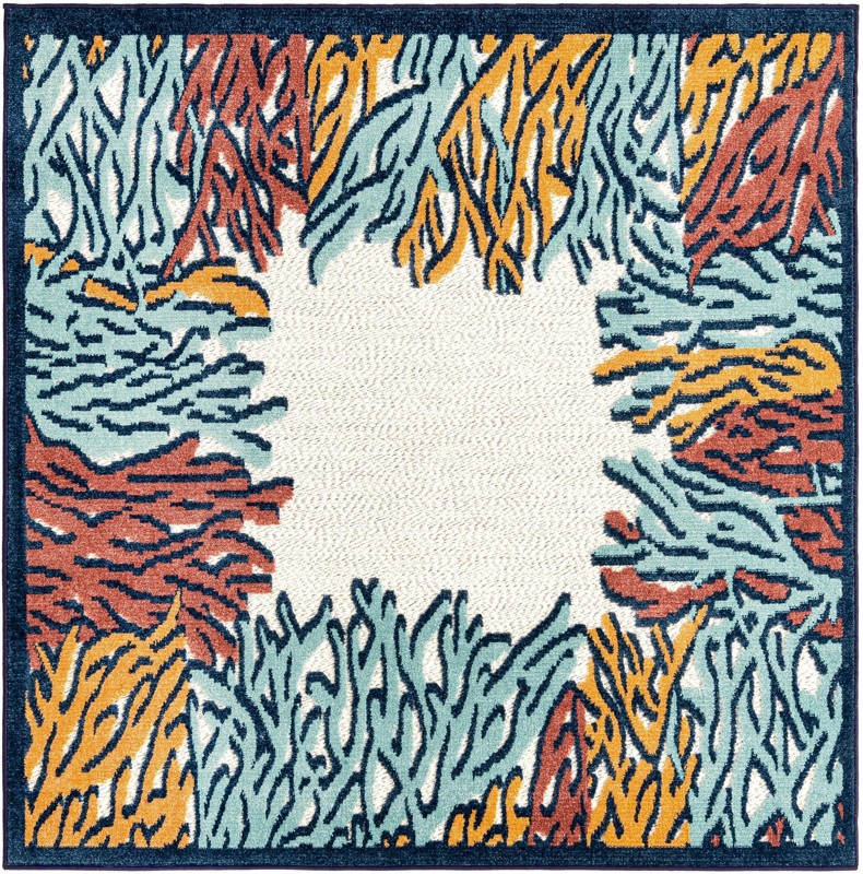 5' 3 x 5' 3 Ely · Border Outdoor Rug, multi