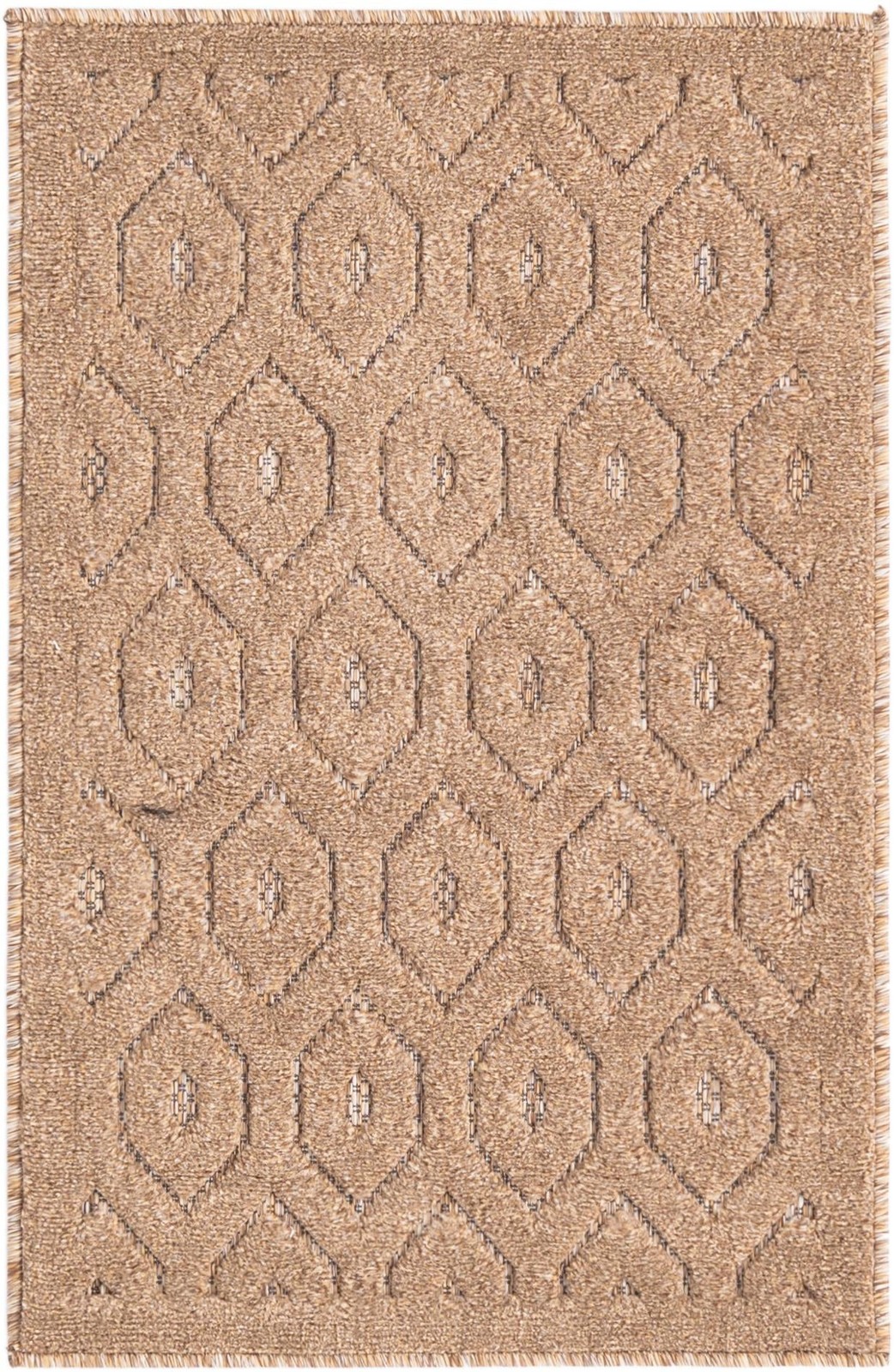 2' x 3' Roanoke · Geometric lattice Outdoor Rug, warm beige