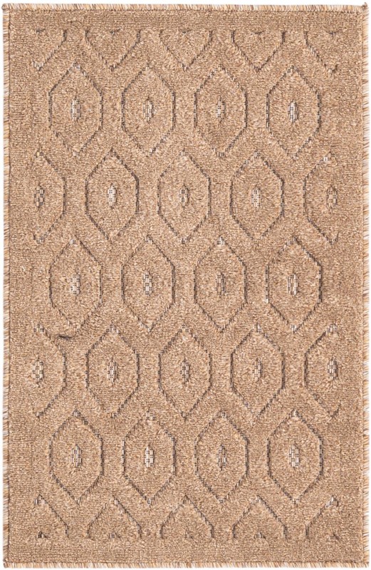 2' x 3' Roanoke · Geometric lattice Outdoor Rug, warm beige