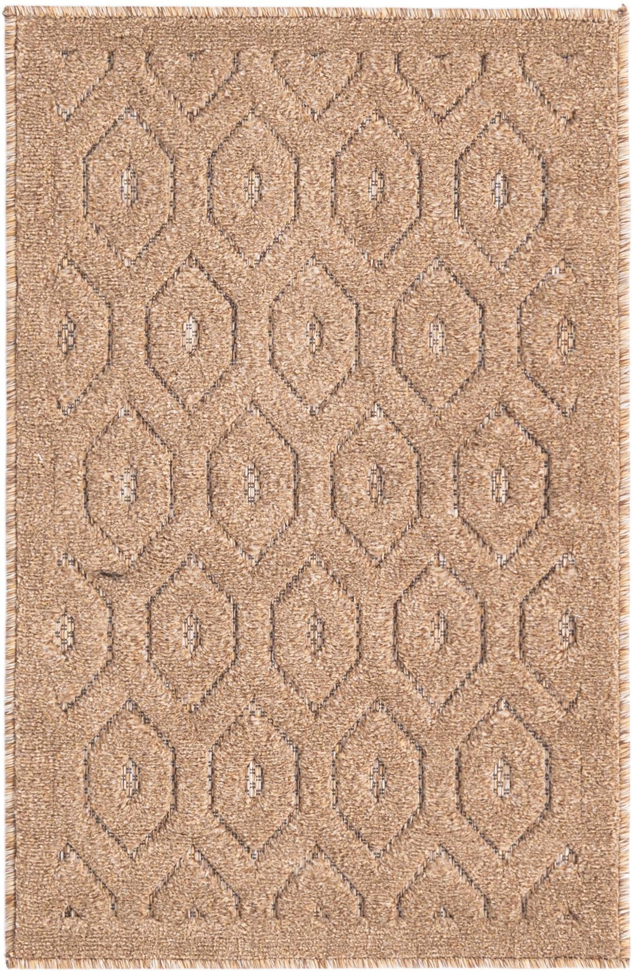 2' x 3' Roanoke · Geometric lattice Outdoor Rug, warm beige