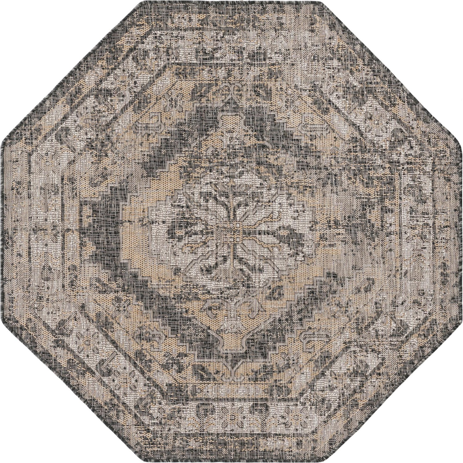 5' 3 x 5' 3 Wylie · Border Outdoor Rug, charcoal