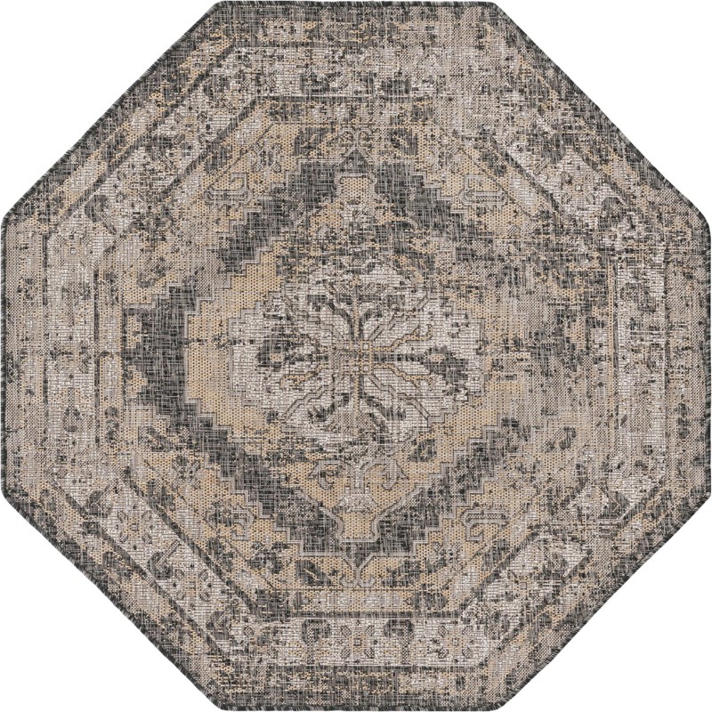 5' 3 x 5' 3 Wylie · Border Outdoor Rug, charcoal
