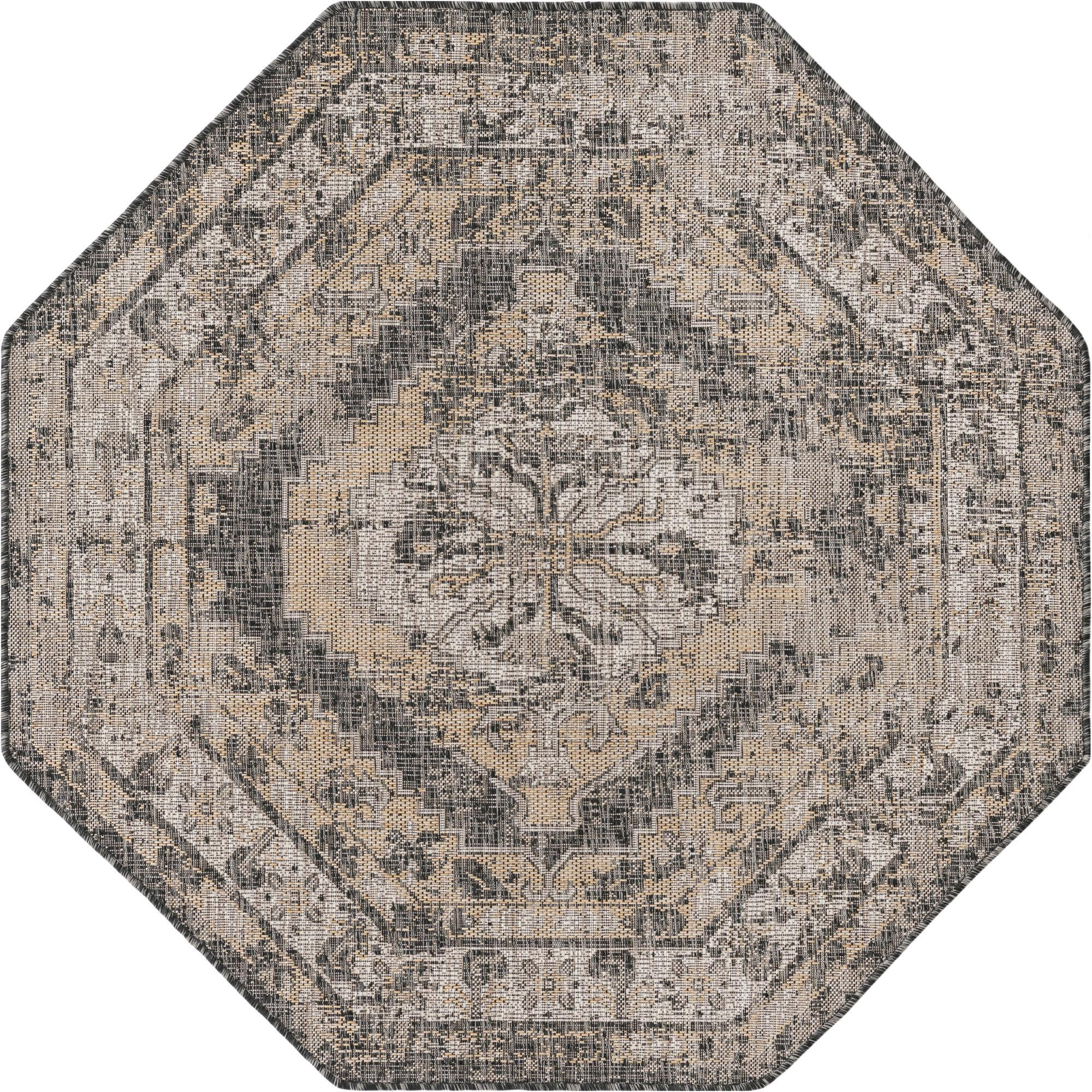 5' 3 x 5' 3 Wylie · Border Outdoor Rug, charcoal