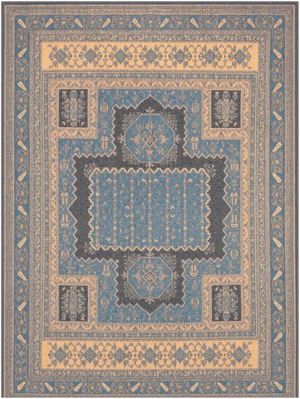 Merritt · Border rug, deep teal and antique gold