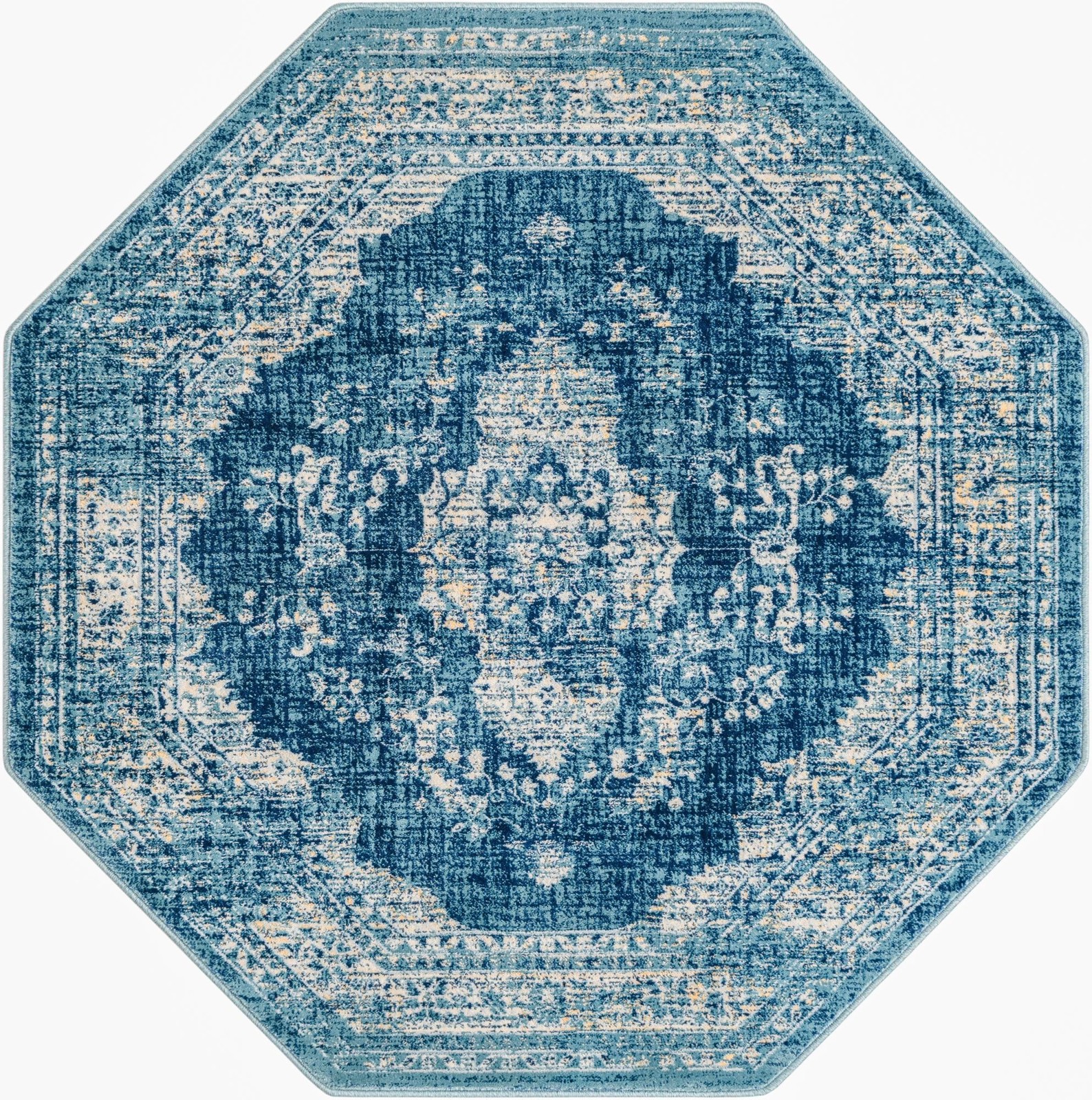 5' 3 x 5' 3 Fanshawe · Medallion rug, navy and beige