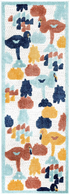 2' x 6' Blevins · Border Outdoor Rug, white