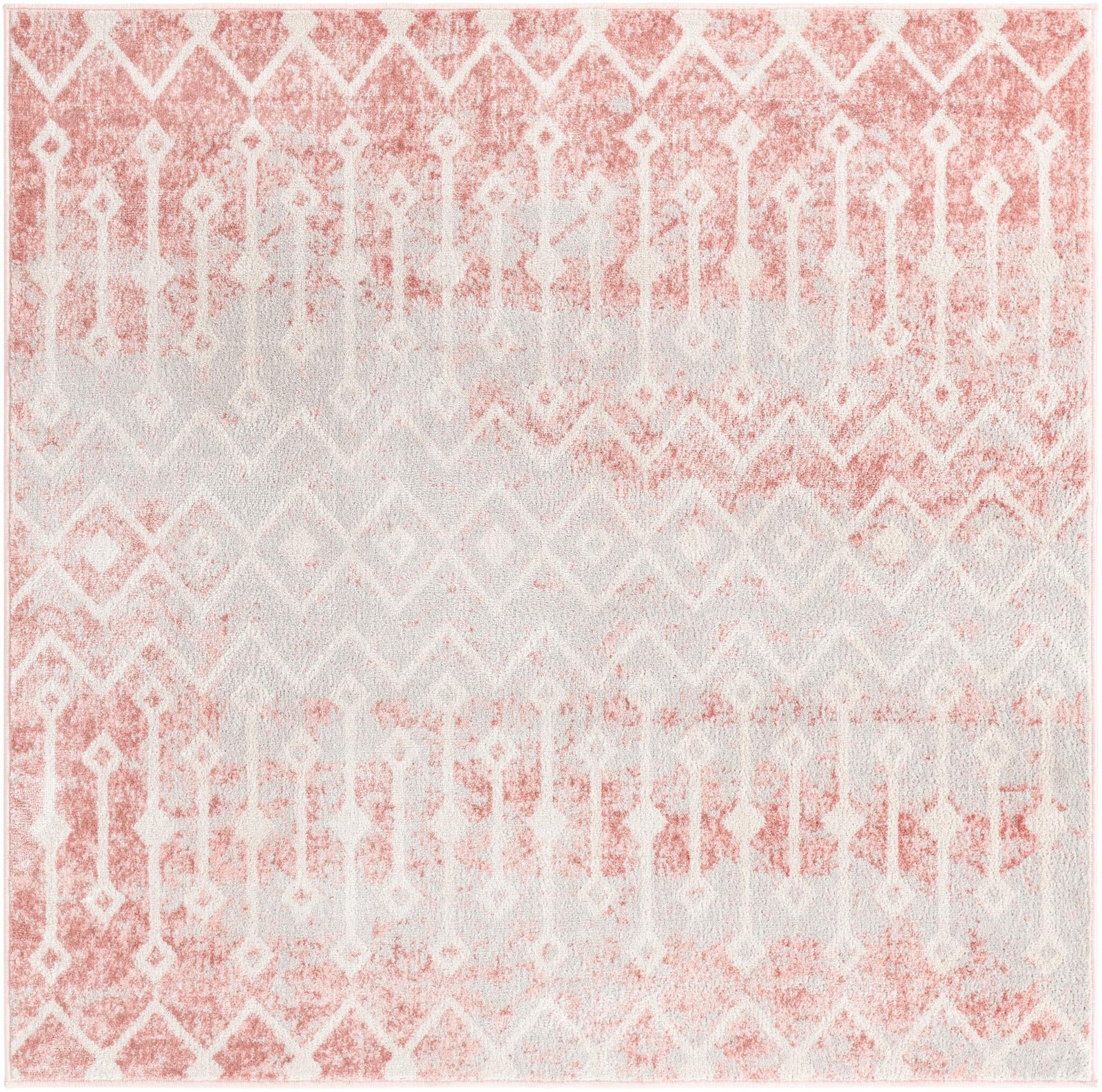 5' 3 x 5' 3 Eugene · Geometric trellis rug, rose and ivory