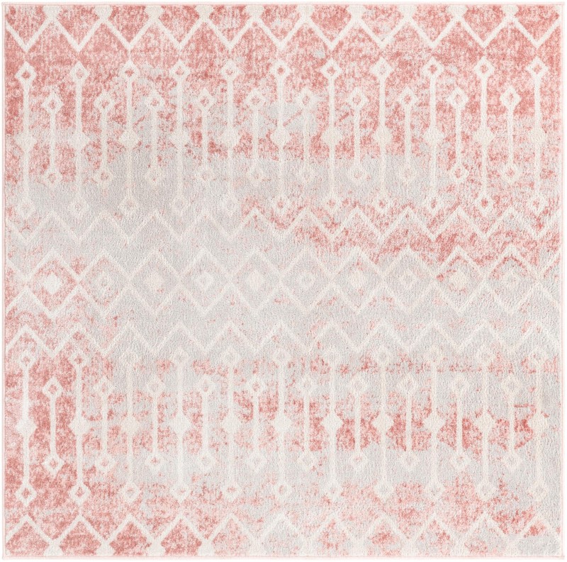 5' 3 x 5' 3 Eugene · Geometric trellis rug, rose and ivory