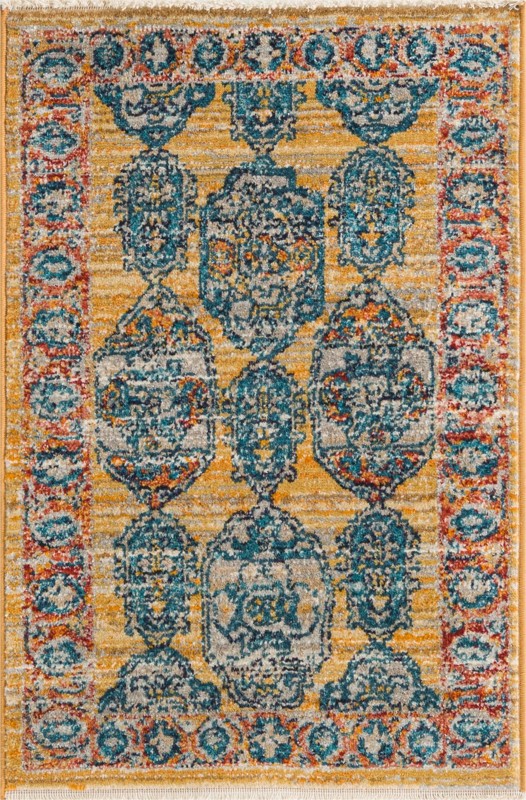 2' x 3' Pullman · Border rug, yellow