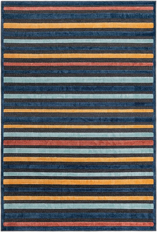 6' x 9' Buckland · Striped Outdoor Rug, charcoal
