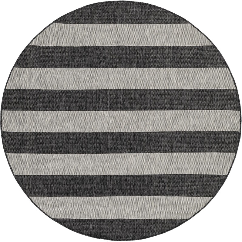 6' x 6' Dahlia · Striped Outdoor Rug, charcoal