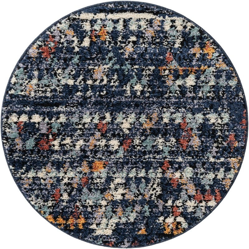 3' 3 x 3' 3 Walker · Diamond rug, navy