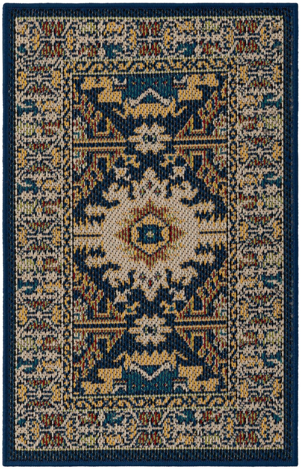 2' x 3' Waxwing · Border Outdoor Rug, navy blue