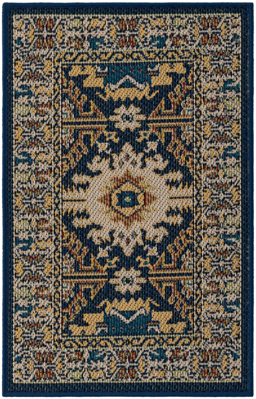 2' x 3' Waxwing · Border Outdoor Rug, navy blue