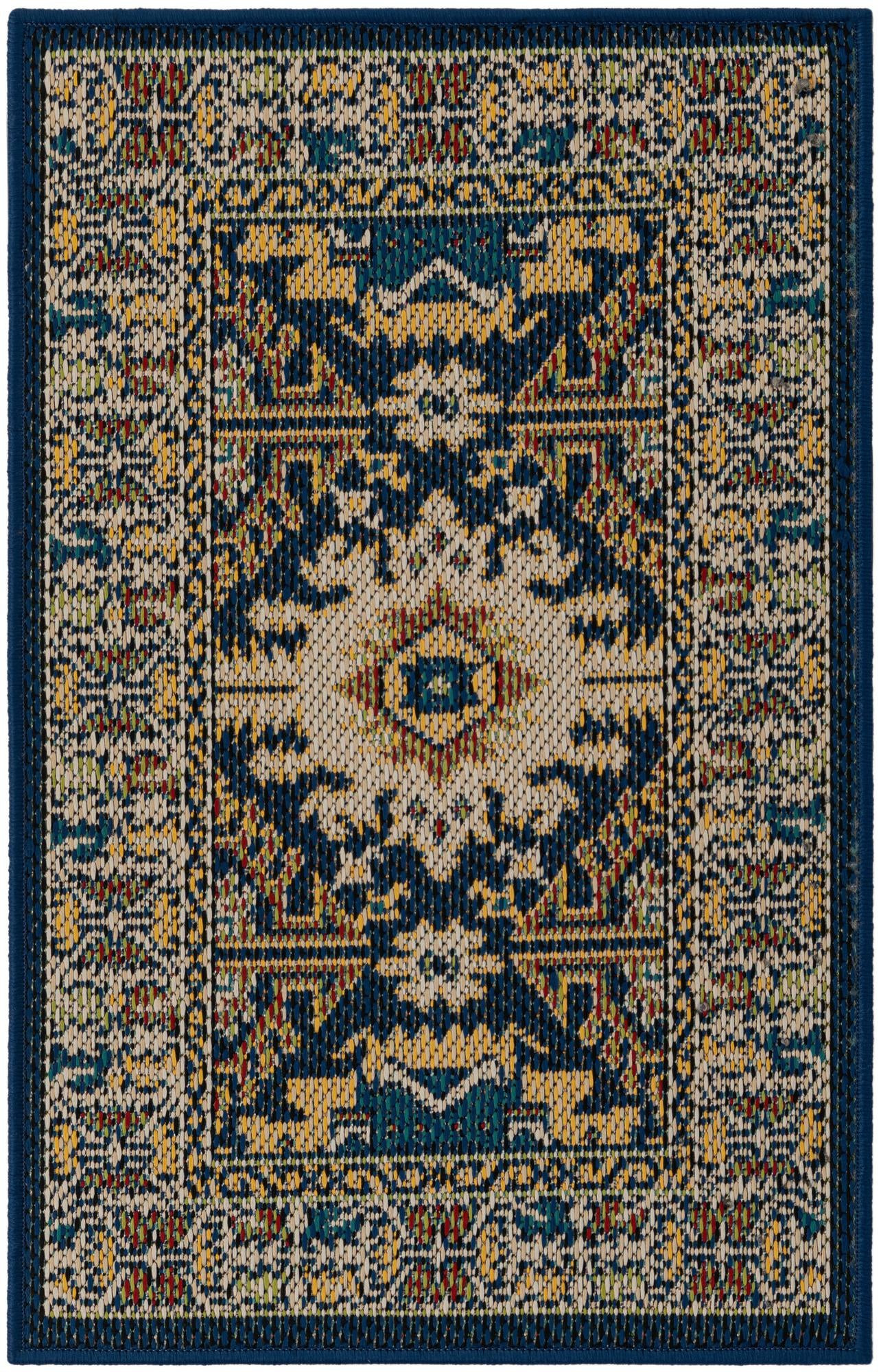 2' x 3' Waxwing · Border Outdoor Rug, navy blue