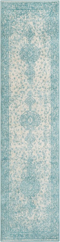 2' x 8' Eudora · Border rug, aqua