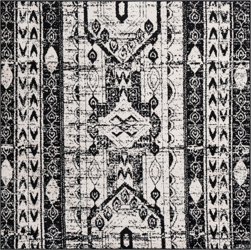 Grouse · Tribal medallion rug, black and white