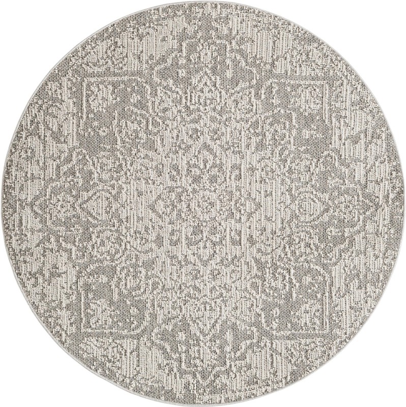 Cotter · Faded medallion Outdoor Rug, gray and cream