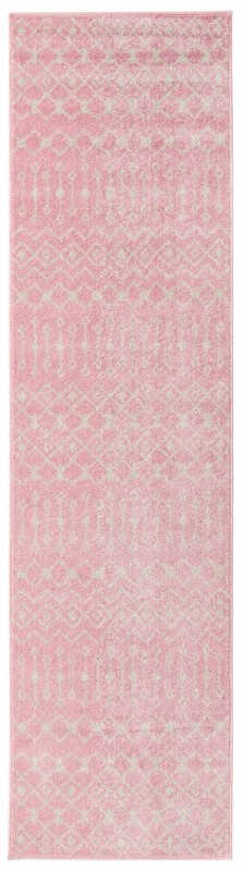 2' 7 x 10' Boswell · Geometric trellis rug, pink and ivory