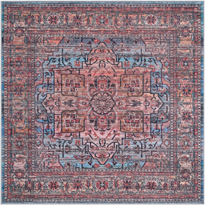 6' x 6' Sawyer · Medallion rug, rust and blue