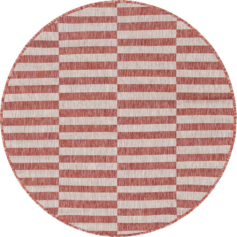 4' x 4' Ainsley · Geometric Outdoor Rug, rustred