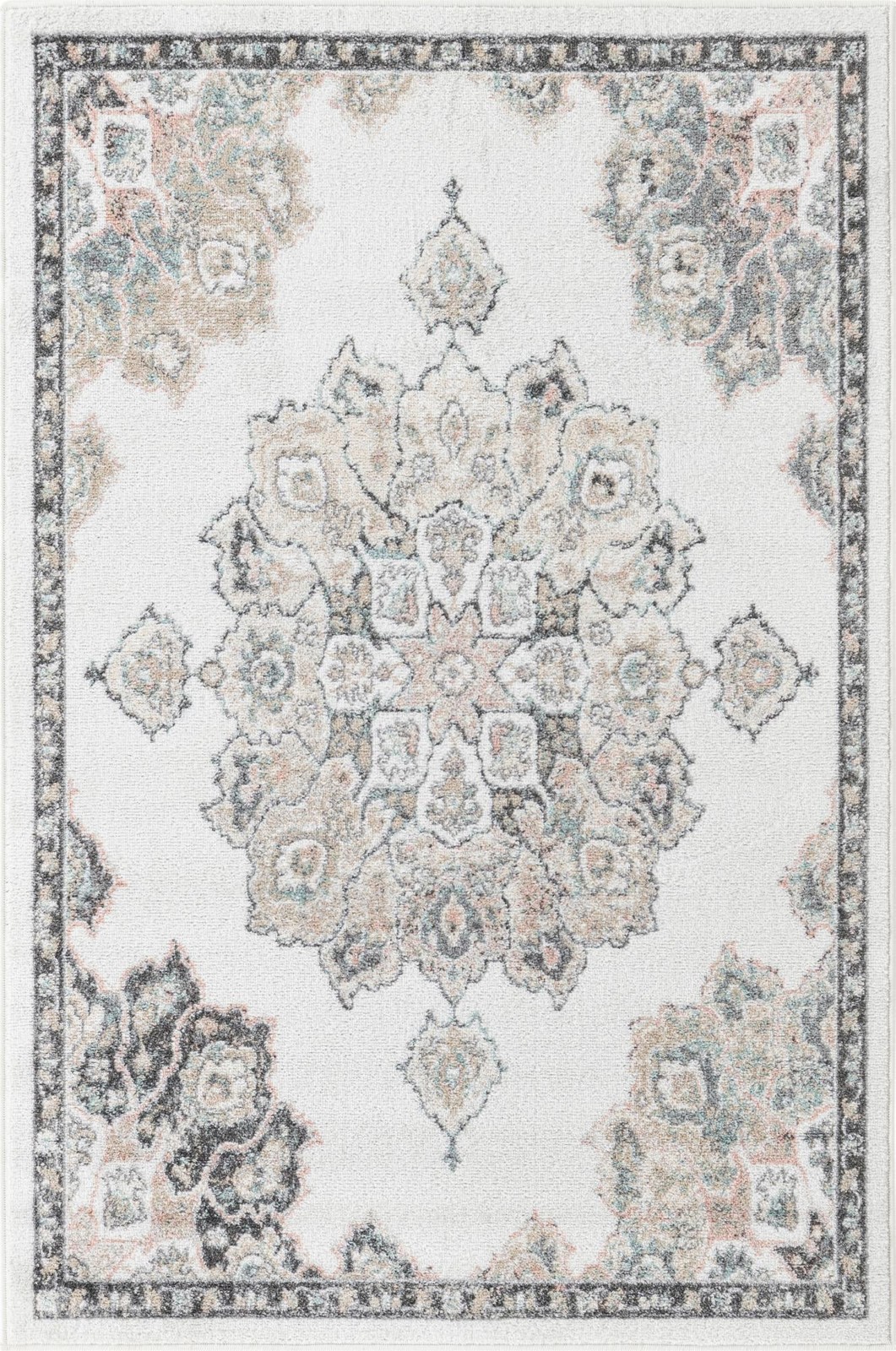 4' x 6' Nettle · Medallion rug, ivory