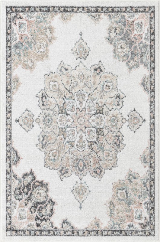 4' x 6' Nettle · Medallion rug, ivory