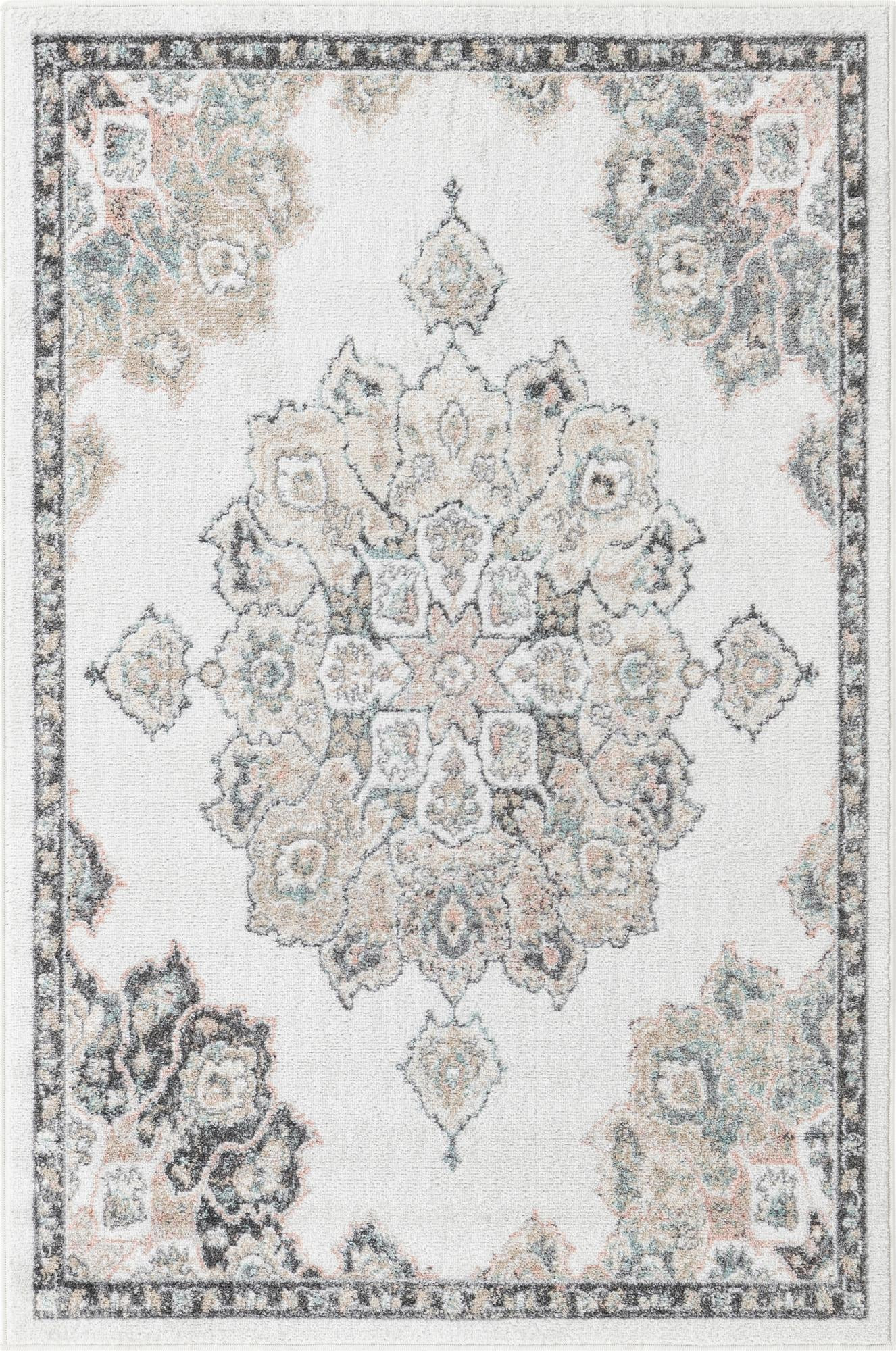 4' x 6' Nettle · Medallion rug, ivory