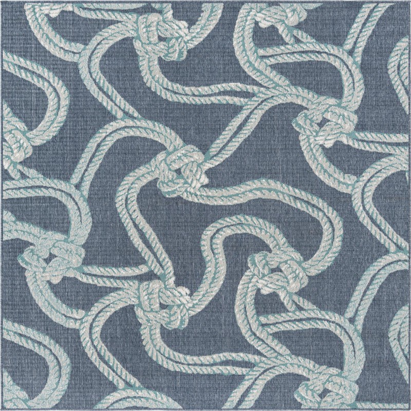 Calder · Nautical rope Outdoor Rug, navy and ivory