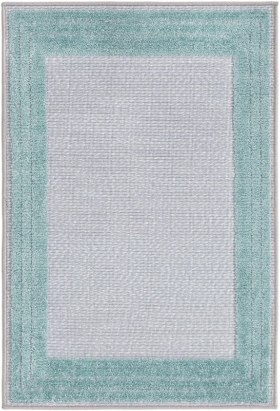 2' x 3' Walnut · Border Outdoor Rug, gray and teal