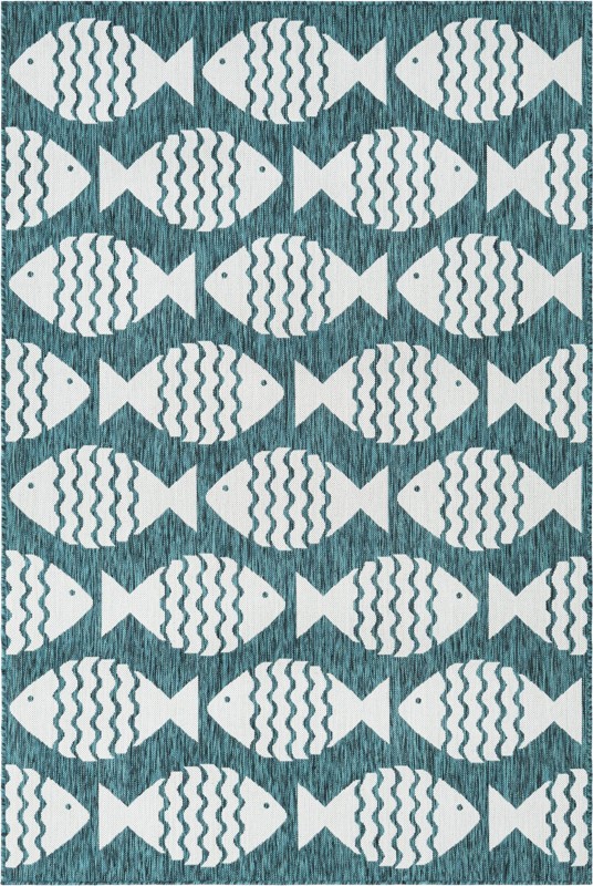5' 3 x 8' Beresford · Pictoral Outdoor Rug, turquoise