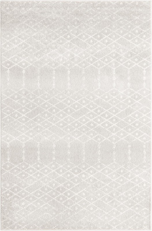 5' 3 x 8' Newcomb · Geometric lattice rug, light gray and ivory