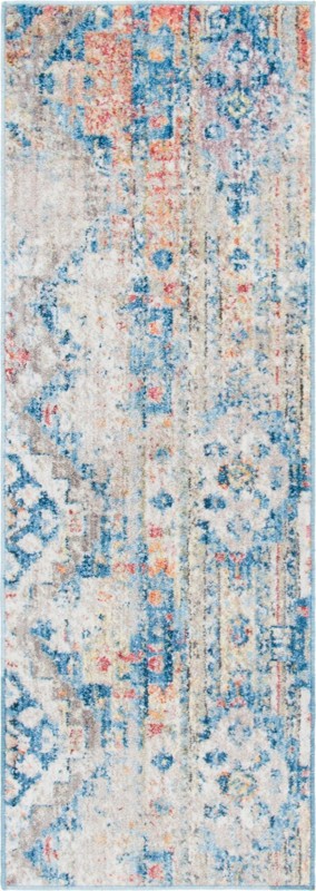 2' 2 x 6' Markham · Distressed medallion rug, blue and orange