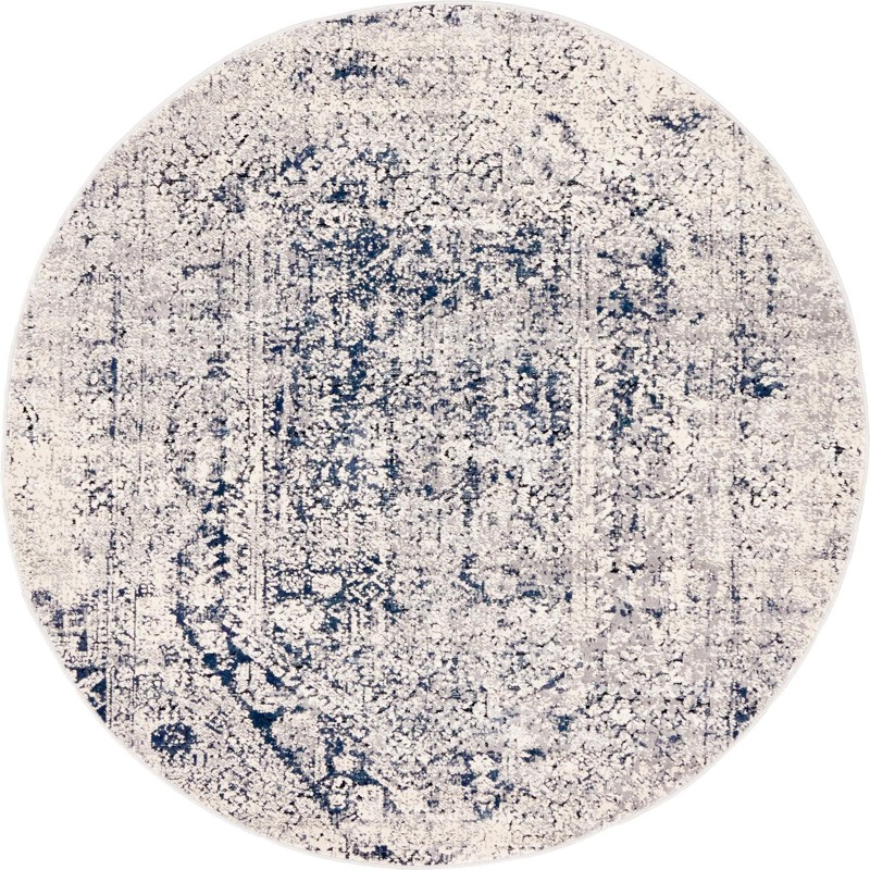 Bertram · Distressed medallion rug, gray and navy