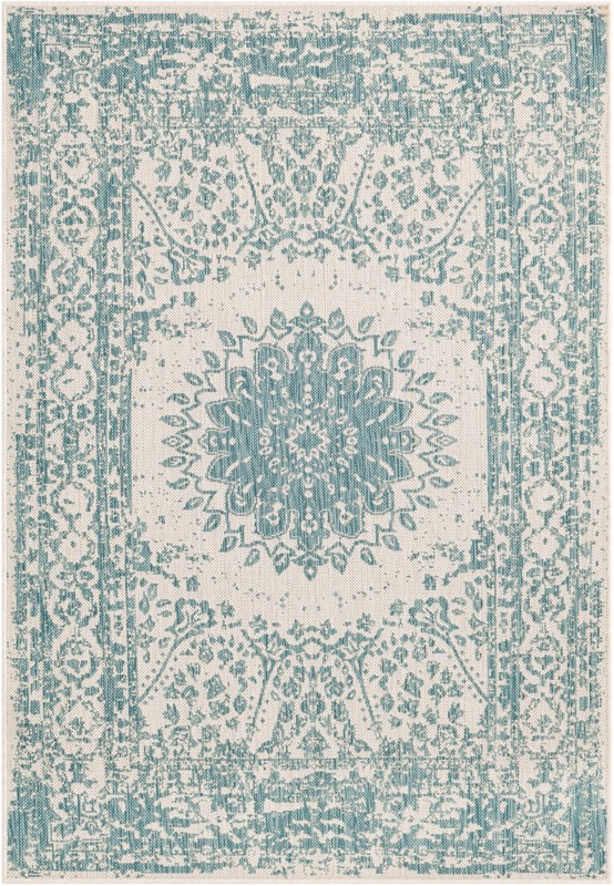 4' x 6' Royce · Border Outdoor Rug, aqua