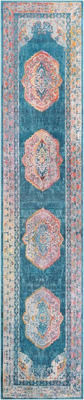 2' 7 x 13' Wilkins · Border rug, turquoise