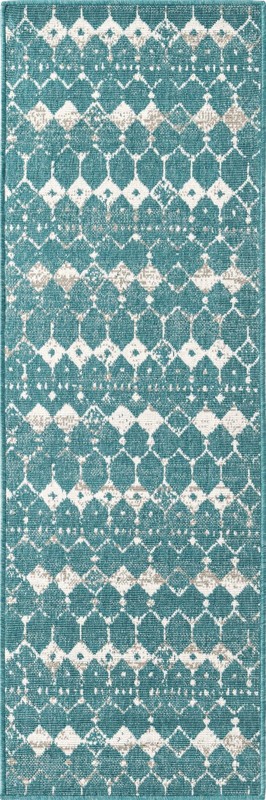 Stowe · Diamond Outdoor Rug, teal