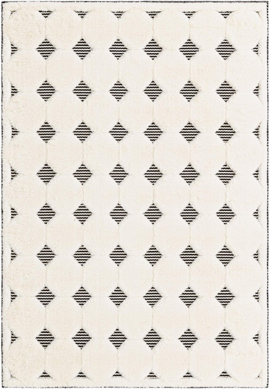 4' x 6' Snowmass · Diamond rug, black and white