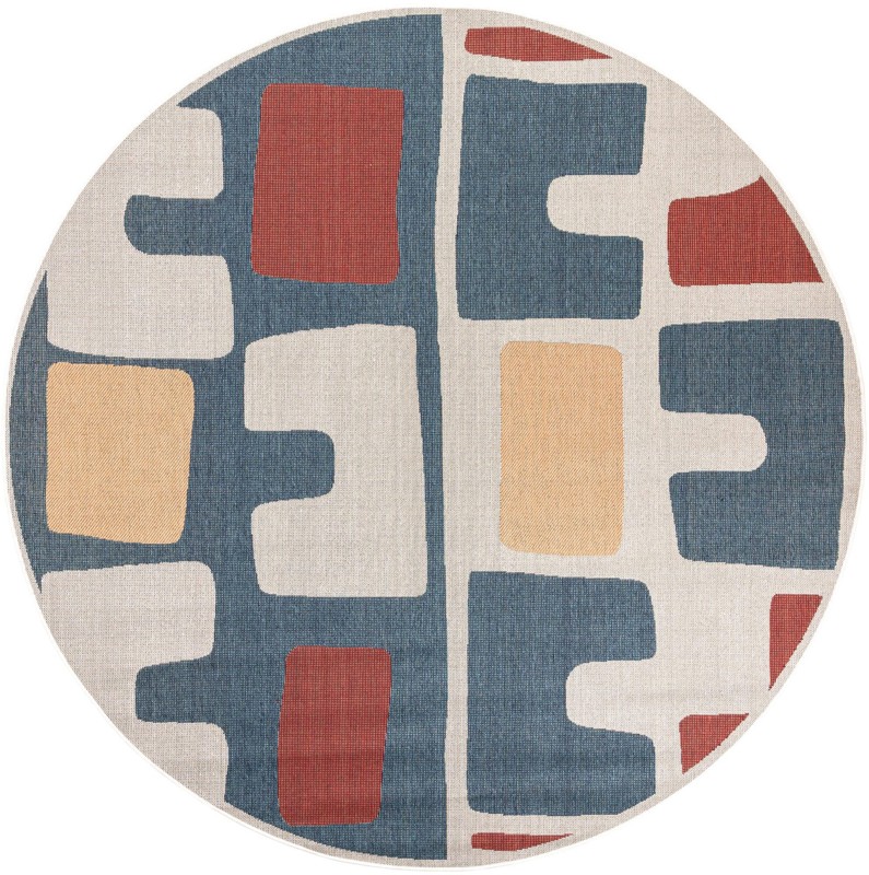 10' x 10' Wainwright · Abstract Outdoor Rug, ivory and blue