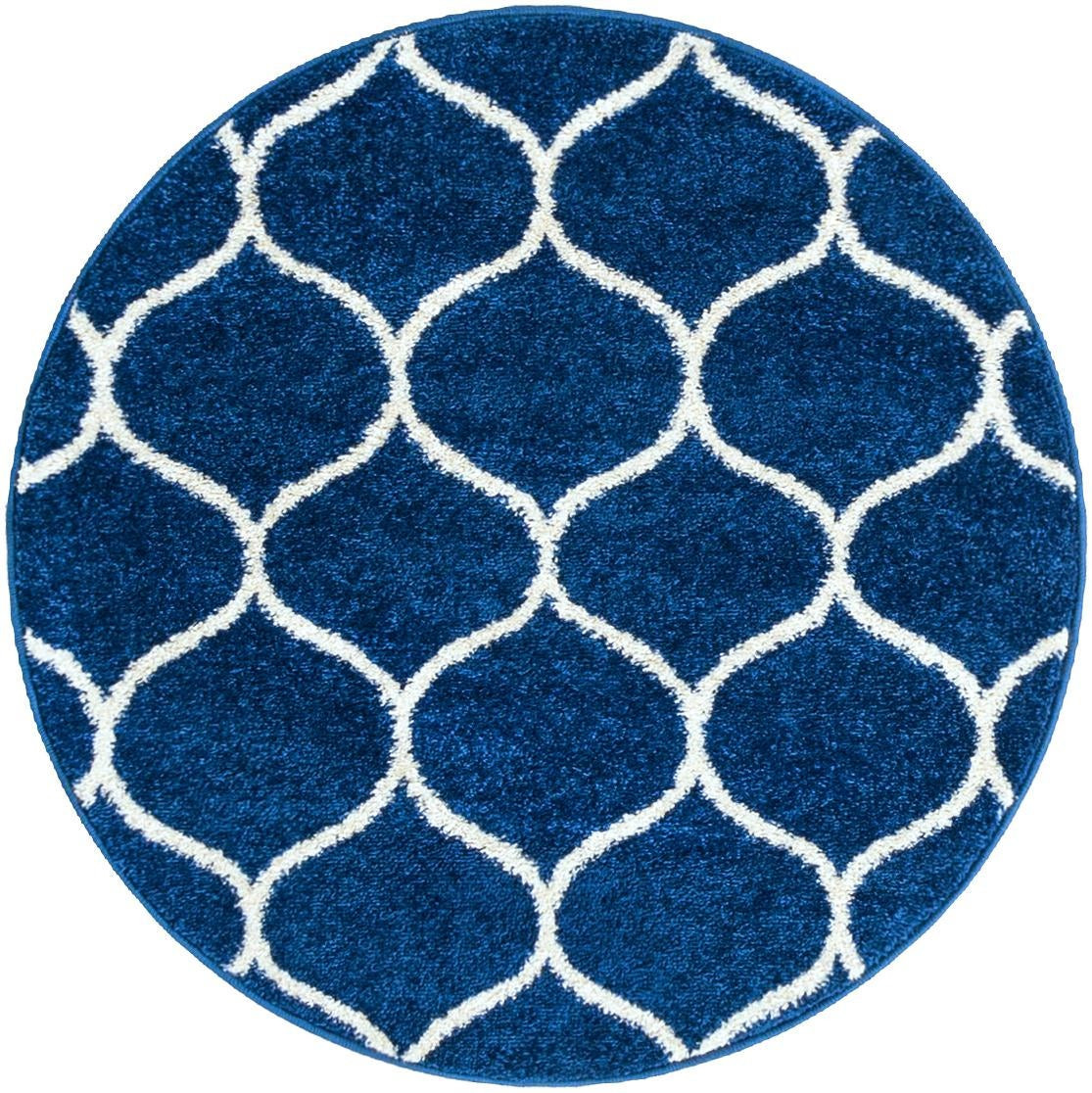 3' x 3' Ingram · Lattice rug, navy and ivory